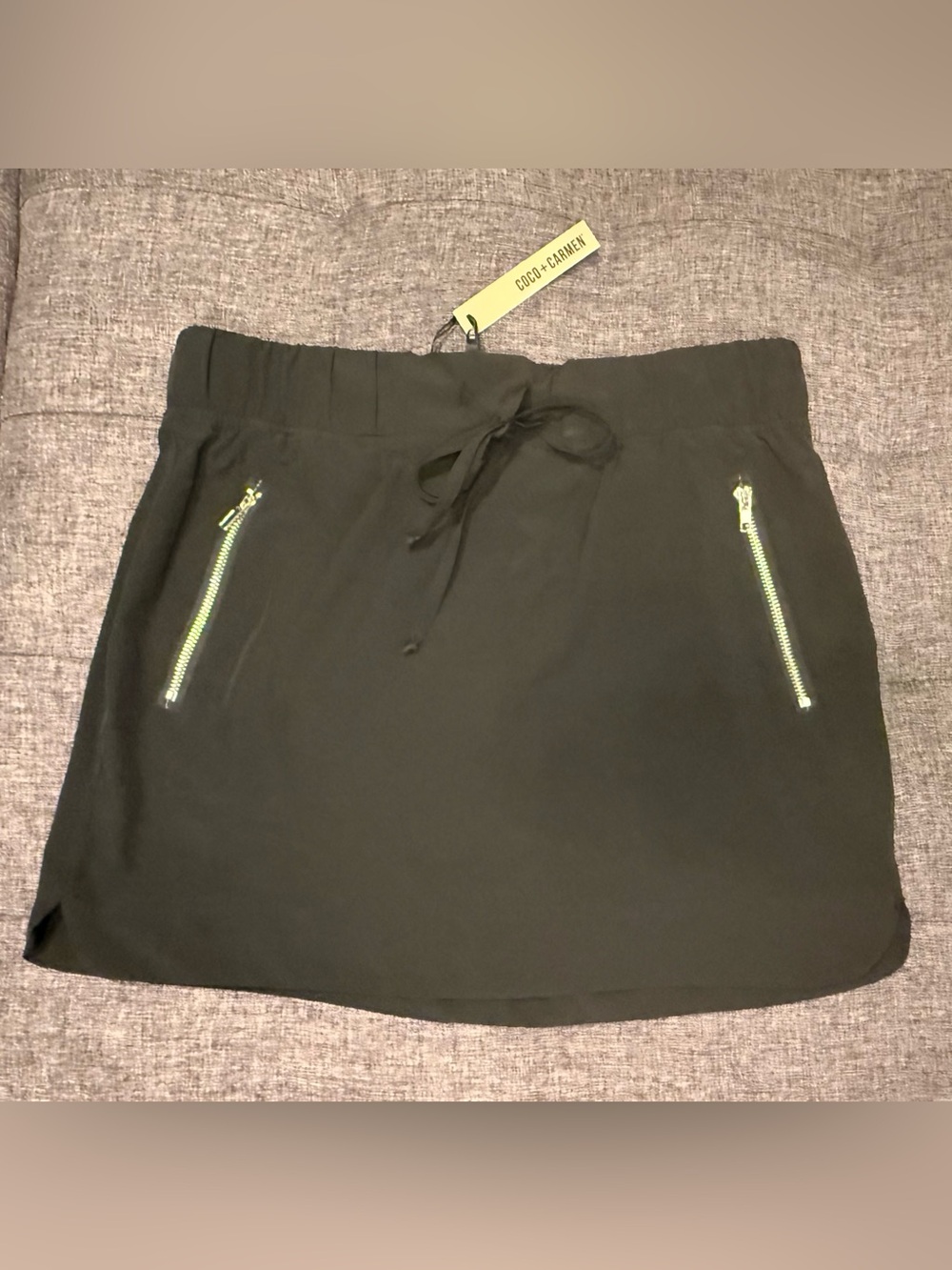 Coco + Carmen Black Mini Skirt with Gold Zippers